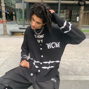 Heaven can wait black cardigan size large new with tags